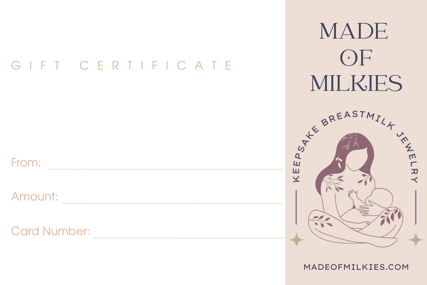 Breastmilk Jewelry Gift Card
